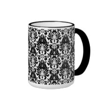 Elegantsvart & vitdamast kaffe koppar