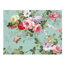 Elegantt rosa röd rosmönster för vintage vykort