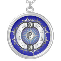 Elektriska blått Yin Yang Halsband