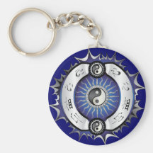 Elektriska blått Yin Yang Nyckel Ringar
