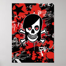 Emo flickaskalle print