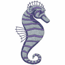 Emrboidered purpurfärgade Seahorseutslagsplatser -