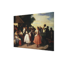 En bybröllopfestmåltid sträckta canvas tryck