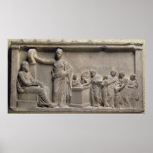 En familj som offrar en tjur till Asclepius Affisch