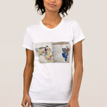En Noh kyogen, Suehirogari vid Katsushika, Hokusai Tee