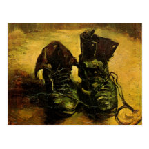En para av skor vid Vincent Van Gogh, vintagekonst Vykort