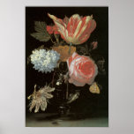 En rosa tulpan och tryck för passionblommakonst posters