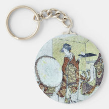 En snökanin på ett magasin vid Katsushika, Hokusai Nyckel Ring