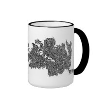 En vidunder som slåss en grip kaffe kopp