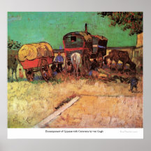 Encampment av zigenare med husvagnar av Van Gogh Affisch