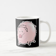 enfaldig fet gris kaffe kopp