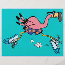 enfaldig gullig jogga rinnande flamingo flygblad designs