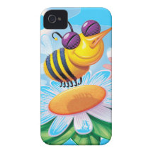 enfaldigt lyckligt le bi på en blomma iPhone 4 cases