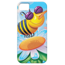 enfaldigt lyckligt le bi på en blomma iPhone 5 Case-Mate fodral