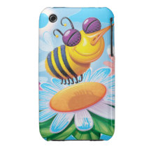 enfaldigt lyckligt le bi på en blomma iPhone 3 Case-Mate case