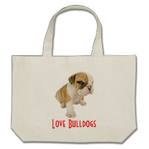Engelska bulldoggar härskar valpen, hundlivsmedel  tote bags