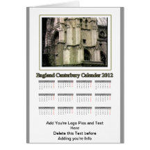 England Canterbury kalender 2012 MUSEET Zazzle Kort