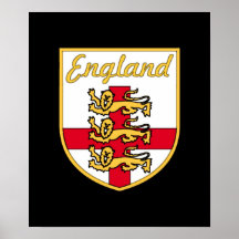 England, engelska, emblem för 3 lejon eller vapens print