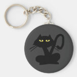 Enkel svart katt Keychain Nyckel Ring