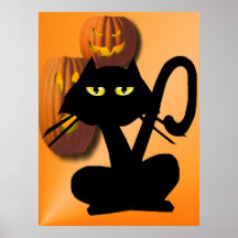 Enkel svart katt på den Halloween affischen
