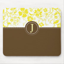 Enkla gula Monogrammed Mousepad Mus Matta