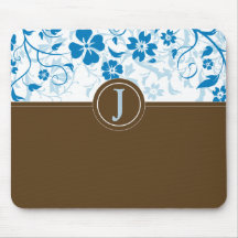 Enkla Monogrammed baby blue Mousepad Musmattor
