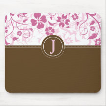 Enkla Monogrammed rosa Mousepad Musmattor