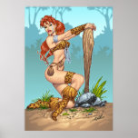 Enorm affisch - sexig rödhårigCavewomanpinup - Al 
