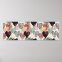 Etching Hearts Pattern Poster