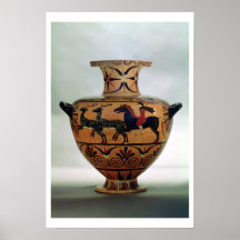 Etrusco-Ionian svart-figur hydria som visar en hun Print