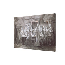 Ett aftonbröllopmål sträckta canvas tryck