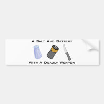 Ett salt och ett batteri med ett dödligt vapen bildekal