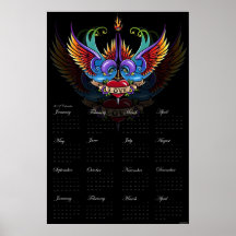 Evig kalender för tatuering 2012 för kärlekregnbåg posters