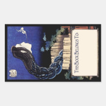 Exlibris - den spöklika japanska demonboken pläter rektangelformat klistermärke