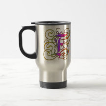 F Monogram "Gothic Rainbow" Mugs Cups and Steins