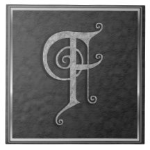F-monogramen "medeltida den keramiska grå färgsten keramiska plattor