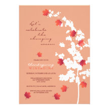 Fallande party för höst lövthanksgivingmiddag kort för inbjudningar