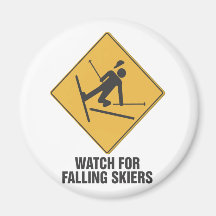 Fallande Skiers Kylskåpsnagnet