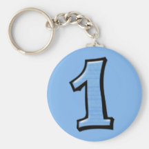 Fåniget numrerar 1 blått Keychain Nyckelring