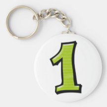 Fåniget numrerar 1 gröna Keychain Nyckelring