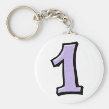 Fåniget numrerar 1 lavendel Keychain Nyckel Ring