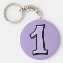 Fåniget numrerar 1 lavendel Keychain Nyckel Ring