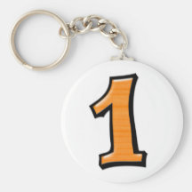 Fåniget numrerar 1 orange Keychain Nyckelring