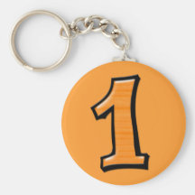 Fåniget numrerar 1 orange Keychain Nyckelring