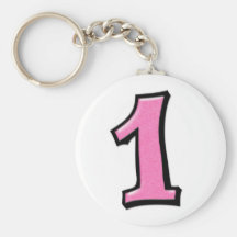 Fåniget numrerar 1 rosa Keychain Nyckel Ring