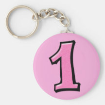 Fåniget numrerar 1 rosa Keychain Nyckel Ringar
