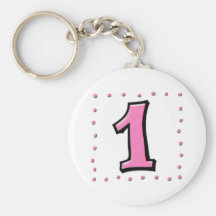 Fåniget numrerar 1 rosa Keychain Nyckelringar