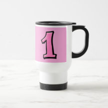 Fåniget numrerar 1 rosa travel mug kaffe kopp