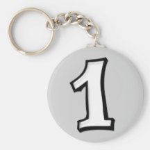 Fåniget numrerar 1 vit Keychain Nyckel Ringar