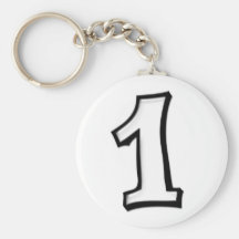 Fåniget numrerar 1 vit Keychain Nyckelring